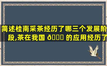 简述桂南采茶经历了哪三个发展阶段,茶在我国 🍁 的应用经历了三个阶段